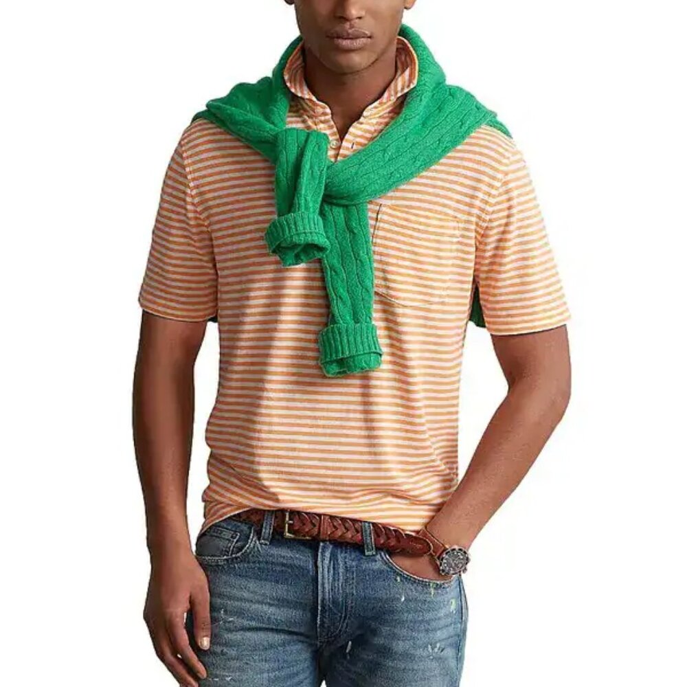 Polo Ralph Lauren Men's striped polo shirt in Orange, Size M, New with Tag